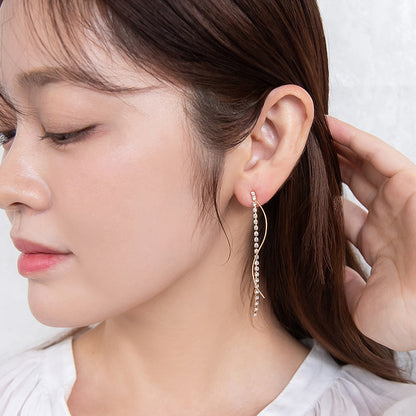 ピアス ニッケルフリー メタル ウェーブライン ストーン スタッドピアス