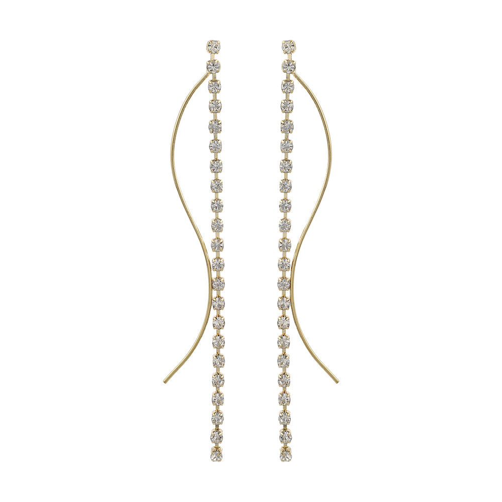 ピアス ニッケルフリー メタル ウェーブライン ストーン スタッドピアス