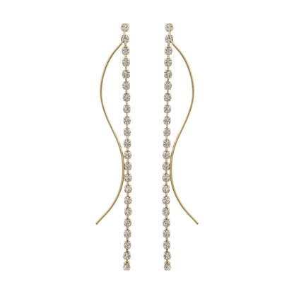 ピアス ニッケルフリー メタル ウェーブライン ストーン スタッドピアス