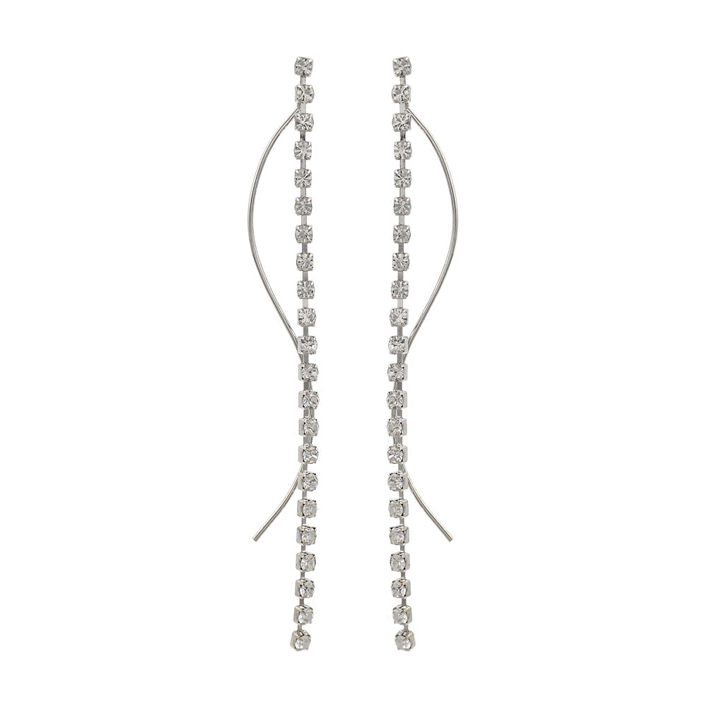 ピアス ニッケルフリー メタル ウェーブライン ストーン スタッドピアス