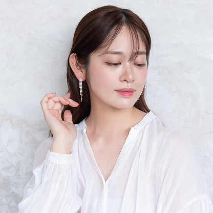 ピアス ニッケルフリー レクタングル ライン ストーン スタッドピアス