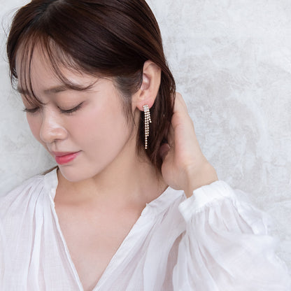 ピアス ニッケルフリー レクタングル ライン ストーン スタッドピアス