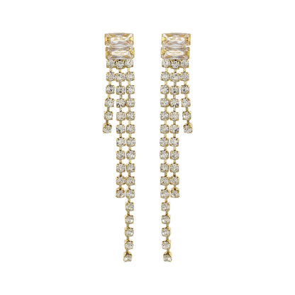 ピアス ニッケルフリー レクタングル ライン ストーン スタッドピアス