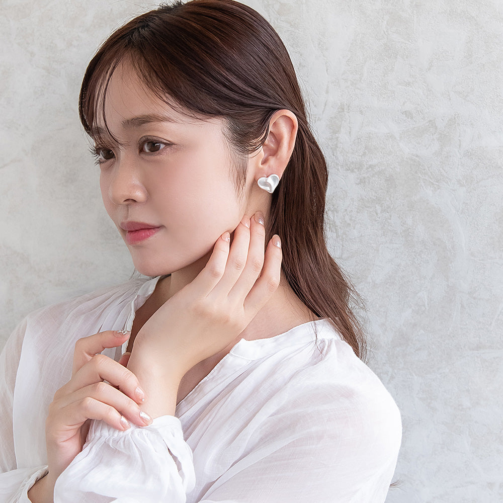 ピアス  ニッケルフリー neige. ハート 凹凸 スタッドピアス