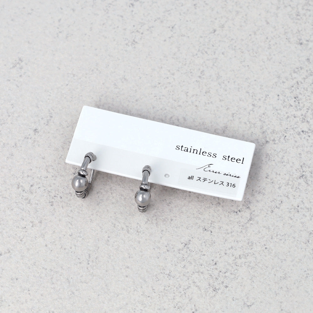 ピアス Awesome ボール ロールライン ステンレス ワンタッチ キャッチレス フープピアス
