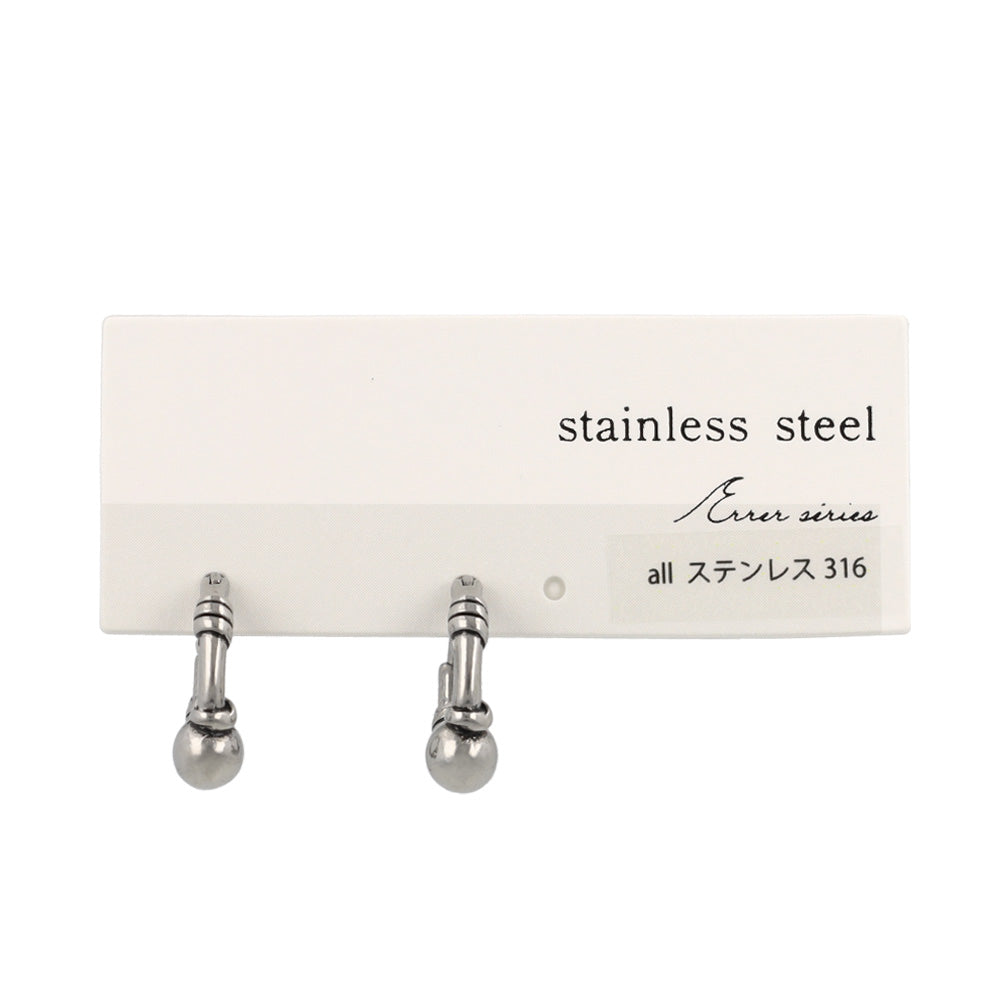 ピアス Awesome ボール ロールライン ステンレス ワンタッチ キャッチレス フープピアス