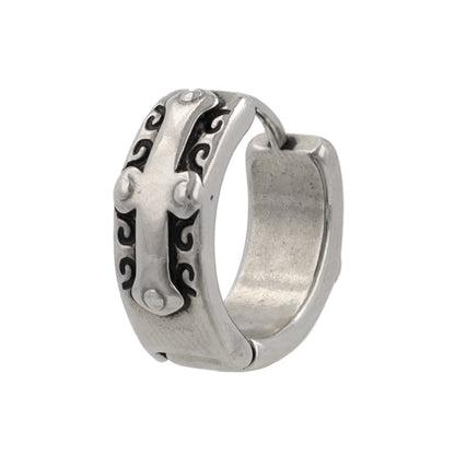 ピアス Awesome クロス 蔓 模様 ステンレス ワンタッチ キャッチレス フープピアス