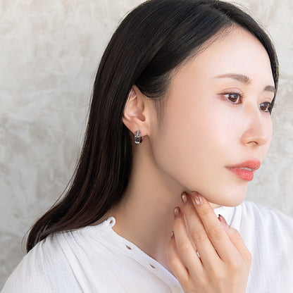 ピアス Awesome クロス 蔓 模様 ステンレス ワンタッチ キャッチレス フープピアス