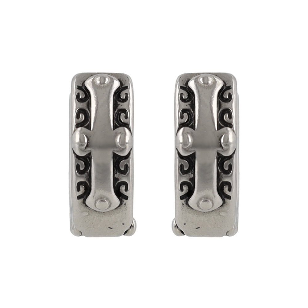 ピアス Awesome クロス 蔓 模様 ステンレス ワンタッチ キャッチレス フープピアス