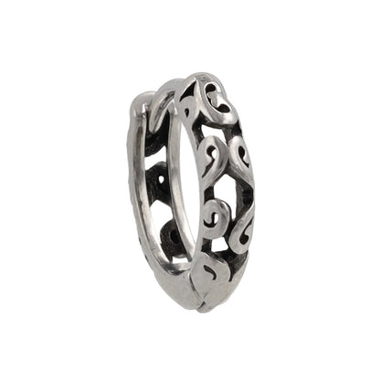 ピアス Awesome 透かし 模様 ステンレス ワンタッチ キャッチレス フープピアス