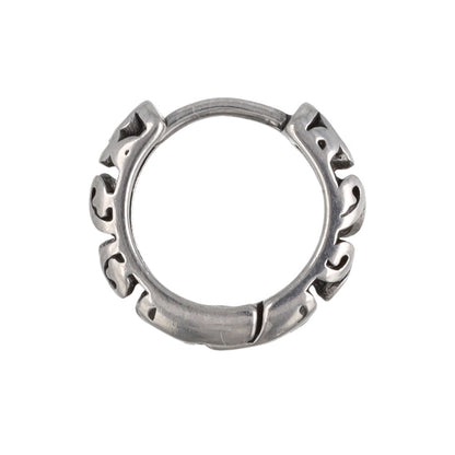 ピアス Awesome 透かし 模様 ステンレス ワンタッチ キャッチレス フープピアス