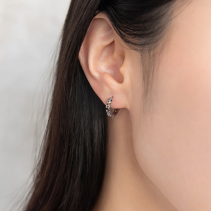 ピアス Awesome 透かし 模様 ステンレス ワンタッチ キャッチレス フープピアス