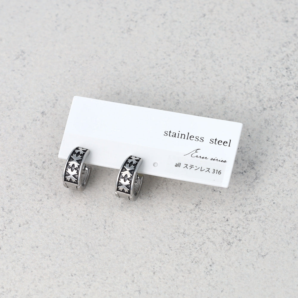 ピアス Awesome フラワー ステンレス ワンタッチ キャッチレス フープピアス