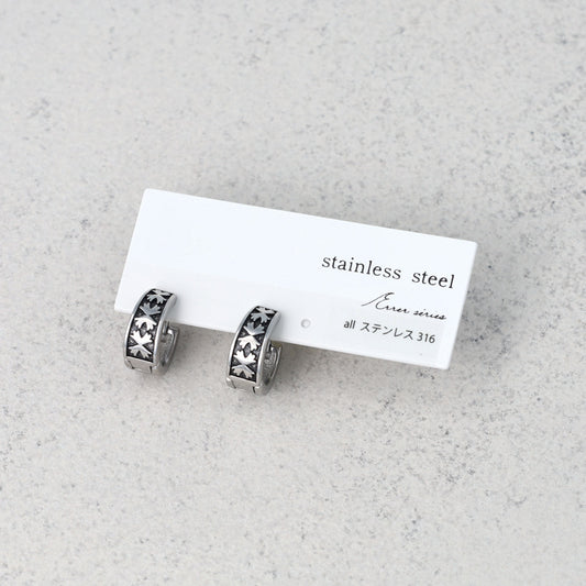 ピアス Awesome フラワー ステンレス ワンタッチ キャッチレス フープピアス