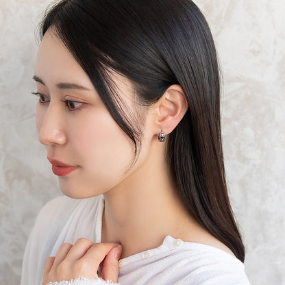 ピアス Awesome フラワー ステンレス ワンタッチ キャッチレス フープピアス