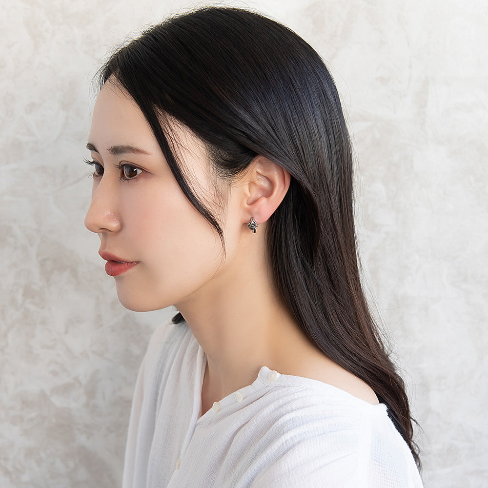 ピアス Awesome 菊紋 ステンレス ワンタッチ キャッチレス フープピアス