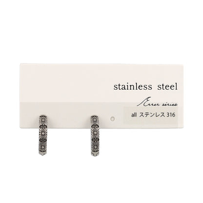 ピアス Awesome 菊紋 ステンレス ワンタッチ キャッチレス フープピアス