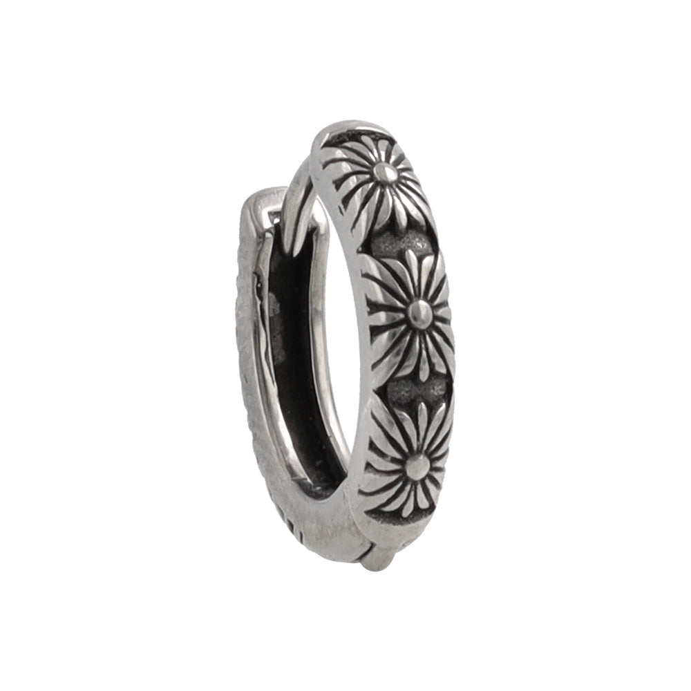 ピアス Awesome 菊紋 ステンレス ワンタッチ キャッチレス フープピアス