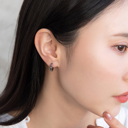 ピアス Awesome 菊紋 ステンレス ワンタッチ キャッチレス フープピアス