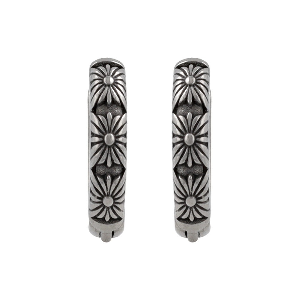 ピアス Awesome 菊紋 ステンレス ワンタッチ キャッチレス フープピアス