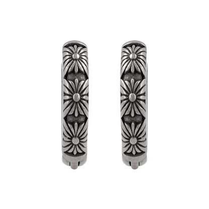 ピアス Awesome 菊紋 ステンレス ワンタッチ キャッチレス フープピアス