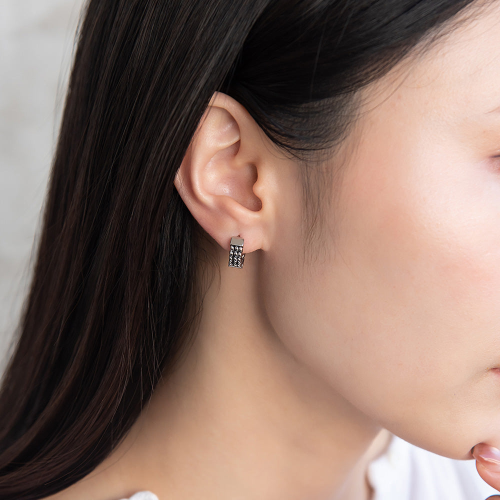 ピアス Awesome チェーン ステンレス ワンタッチ キャッチレス フープピアス