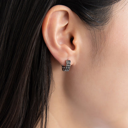 ピアス Awesome チェーン ステンレス ワンタッチ キャッチレス フープピアス