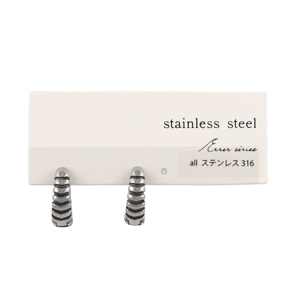 ピアス Awesome ボーダー  カーブライン ステンレス ワンタッチ キャッチレス フープピアス