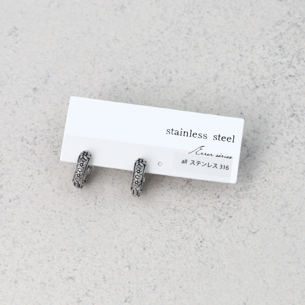 ピアス Awesome フラワー ライン ステンレス ワンタッチ キャッチレス フープピアス