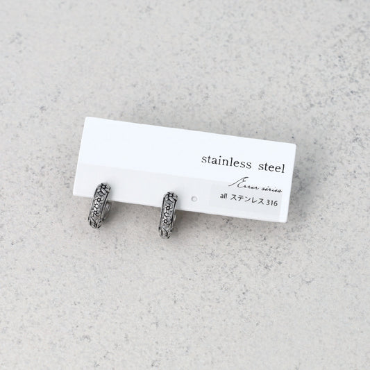 ピアス Awesome フラワー ライン ステンレス ワンタッチ キャッチレス フープピアス