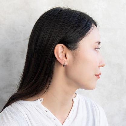 ピアス Awesome フラワー ライン ステンレス ワンタッチ キャッチレス フープピアス