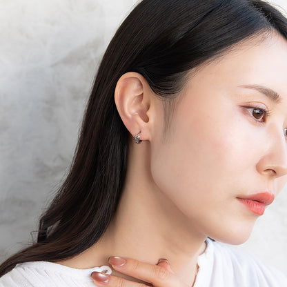 ピアス Awesome フラワー ライン ステンレス ワンタッチ キャッチレス フープピアス