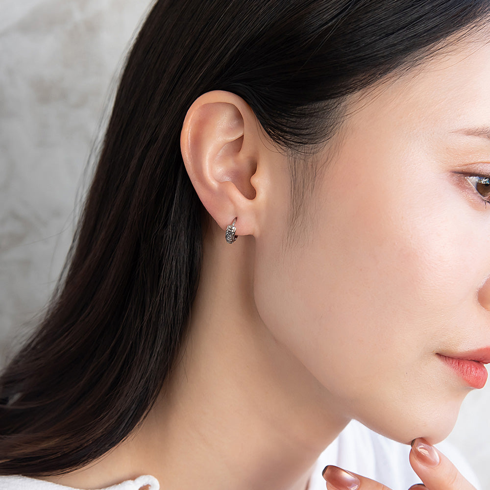 ピアス Awesome フラワー ライン ステンレス ワンタッチ キャッチレス フープピアス