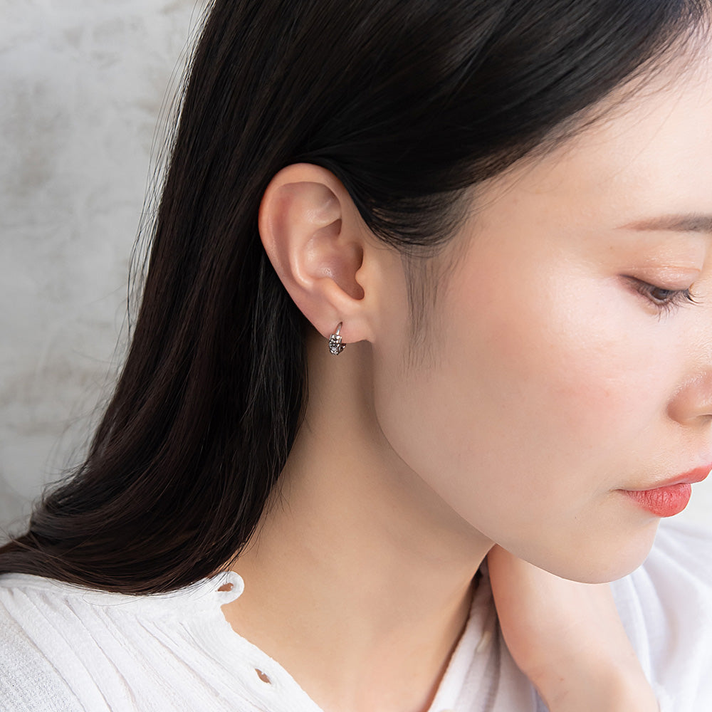 ピアス Awesome フラワー ライン ステンレス ワンタッチ キャッチレス フープピアス