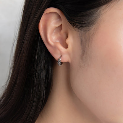 ピアス Awesome フラワー ライン ステンレス ワンタッチ キャッチレス フープピアス