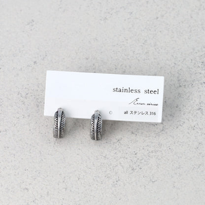 ピアス Awesome フェザー ステンレス ワンタッチ キャッチレス フープピアス