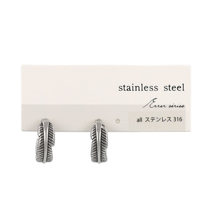 ピアス Awesome フェザー ステンレス ワンタッチ キャッチレス フープピアス