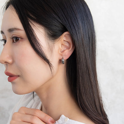 ピアス Awesome フェザー ステンレス ワンタッチ キャッチレス フープピアス