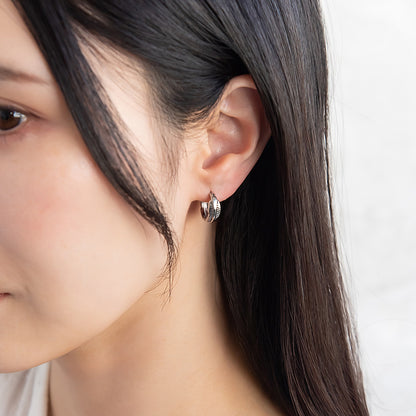 ピアス Awesome フェザー ステンレス ワンタッチ キャッチレス フープピアス