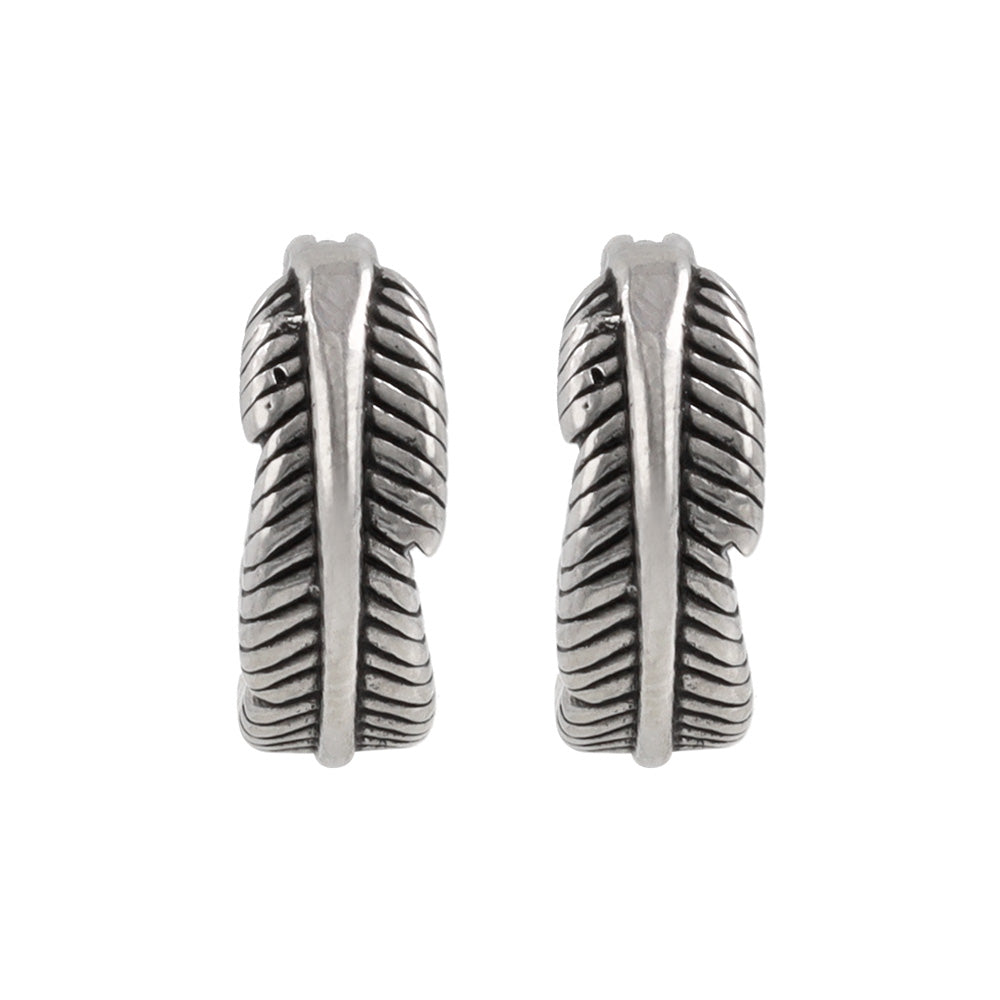 ピアス Awesome フェザー ステンレス ワンタッチ キャッチレス フープピアス