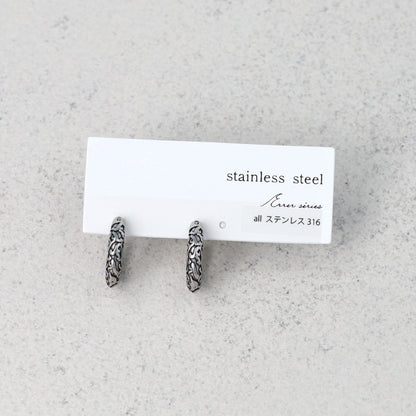 ピアス Awesome アラベスク模様 ステンレス ワンタッチ キャッチレス フープピアス