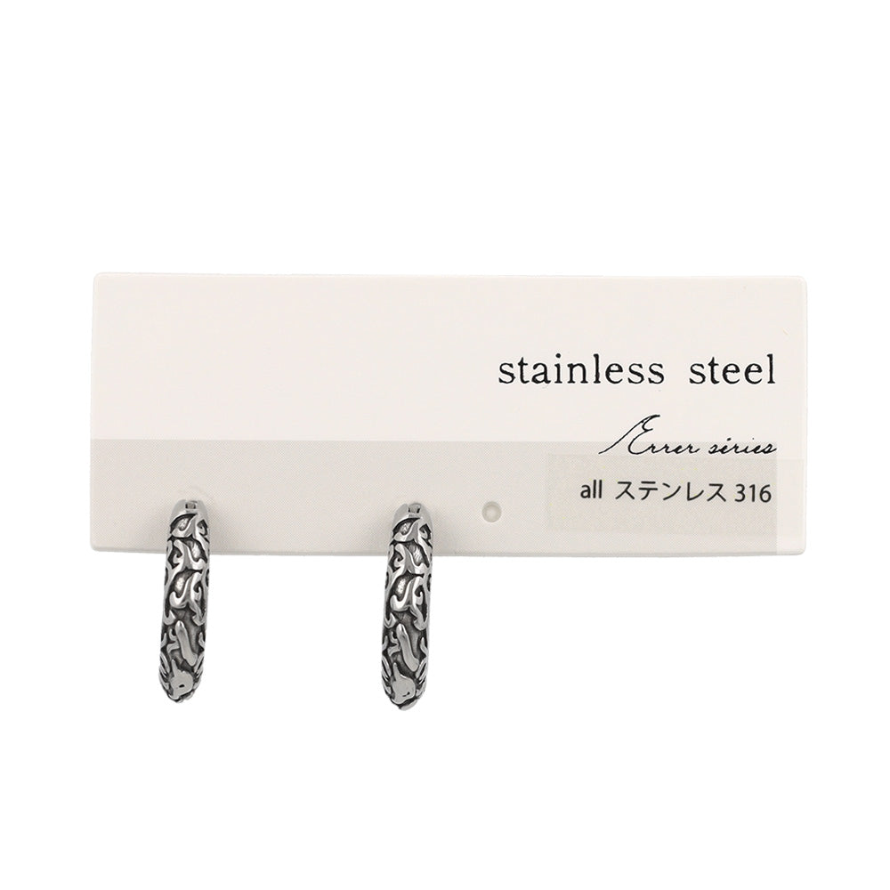 ピアス Awesome アラベスク模様 ステンレス ワンタッチ キャッチレス フープピアス