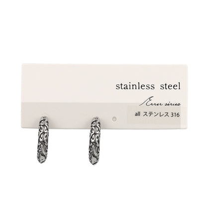 ピアス Awesome アラベスク模様 ステンレス ワンタッチ キャッチレス フープピアス