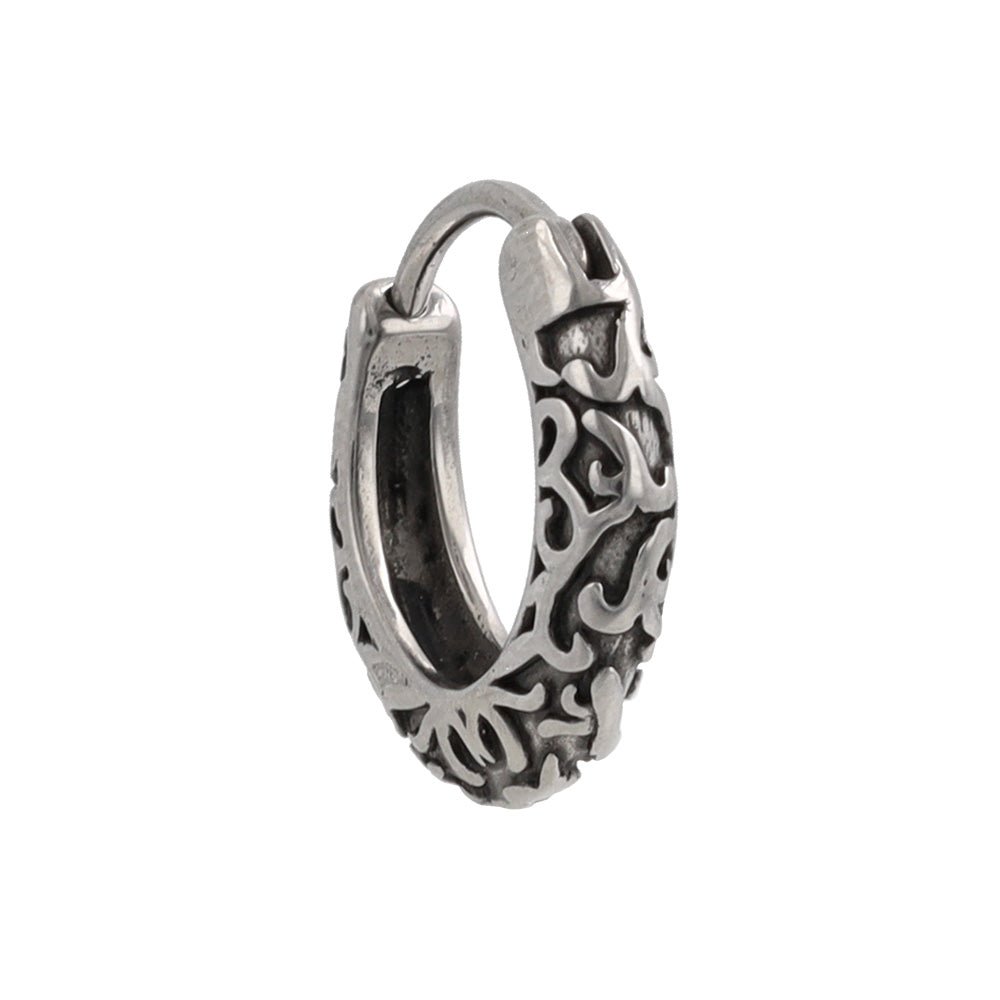 ピアス Awesome アラベスク模様 ステンレス ワンタッチ キャッチレス フープピアス