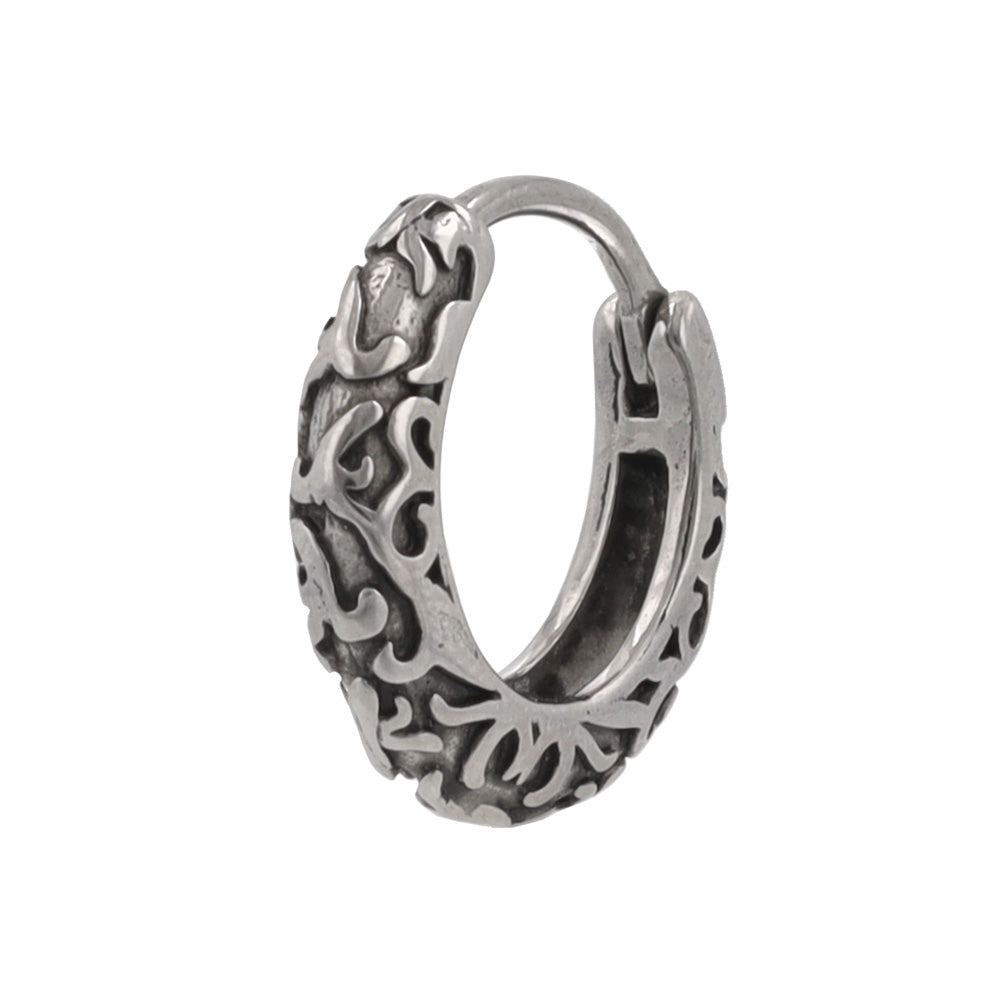 ピアス Awesome アラベスク模様 ステンレス ワンタッチ キャッチレス フープピアス