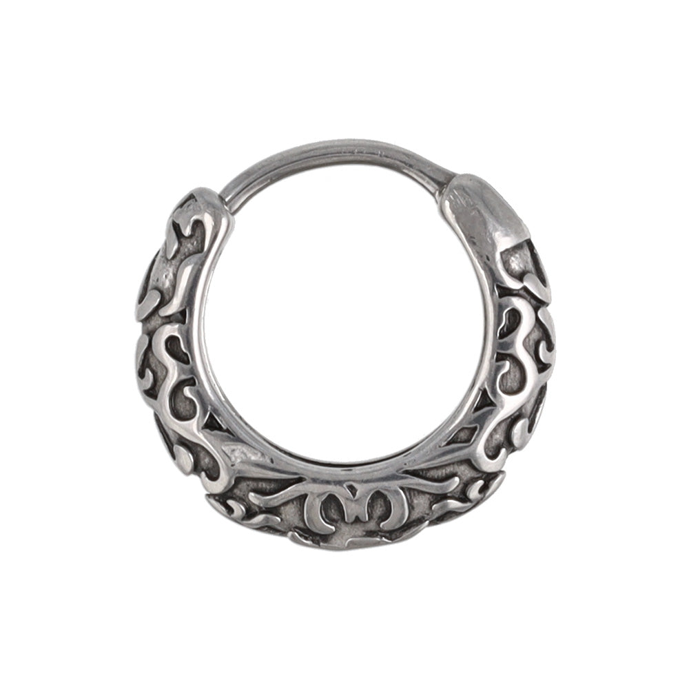 ピアス Awesome アラベスク模様 ステンレス ワンタッチ キャッチレス フープピアス