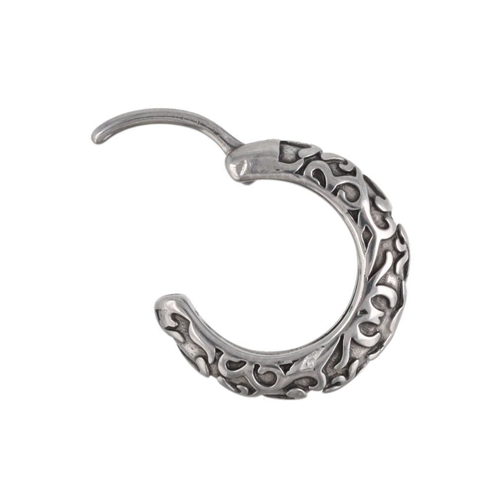 ピアス Awesome アラベスク模様 ステンレス ワンタッチ キャッチレス フープピアス