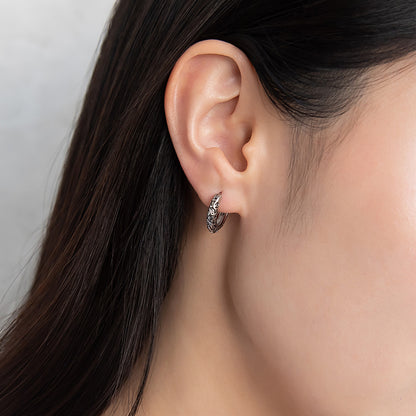 ピアス Awesome アラベスク模様 ステンレス ワンタッチ キャッチレス フープピアス