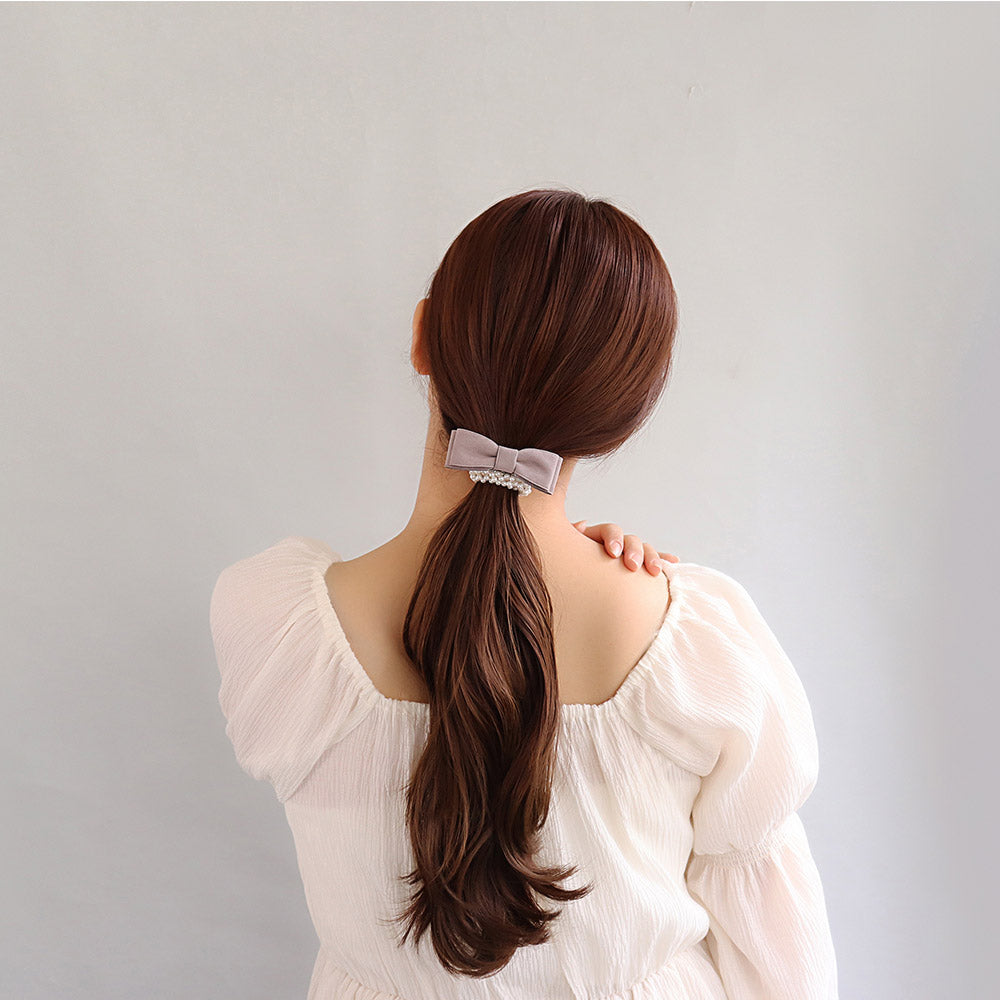 ヘアゴム ダブル リボン ミニ パール バブル ブレスポニー ヘアポニー