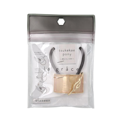 ヘアゴム tsukekae pony メタル フレーム スラッシュ ウェーブ ライン レクタングル シック クリアカラー ヘアゴム2本付き（ブラウン/ブラック）